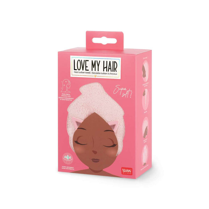 LEGAMI Asciugamano Per Capelli A Turbante Love My Hair Gatto - LEGHTW0002