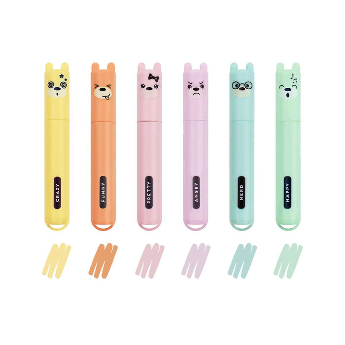 LEGAMI Set Di 6 Mini Evidenziatori Pastello Teddy'S Style - LEGMH0004