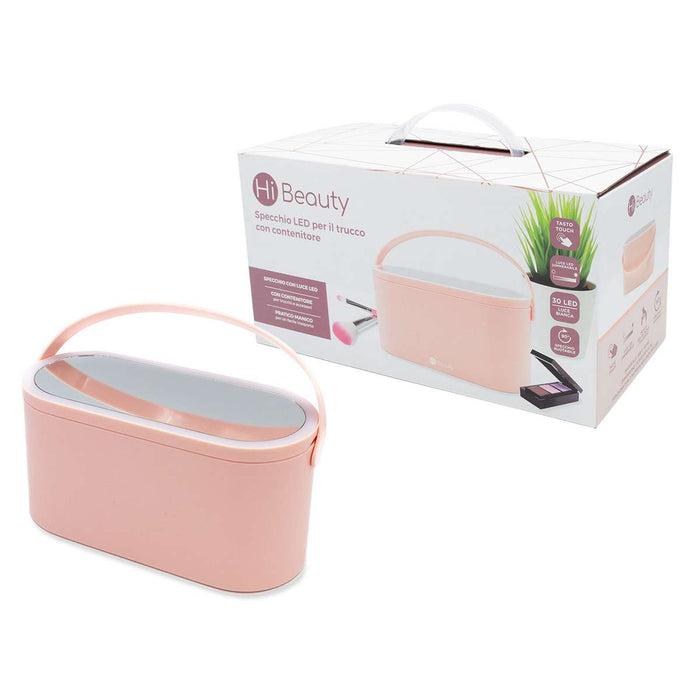 IBS Beauty Case Da Donna In Plastica Rosa Con Led E Specchio - HIB10