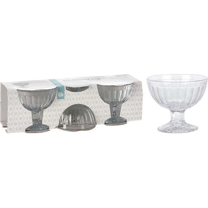 KOOPMAN Tre Coppe Gelato Vetro 10X8Cm - YE6000090