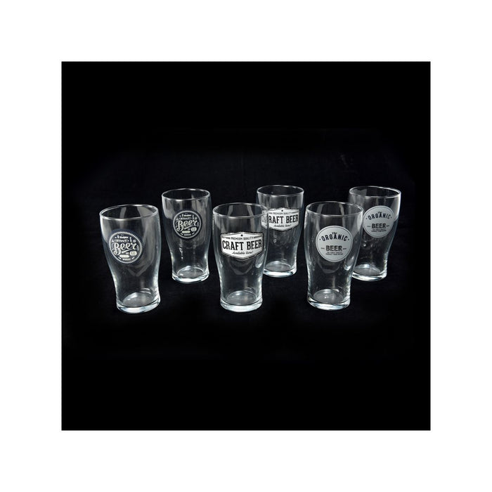 MERCURY Set 6 Bicchieri In Vetro Con Decorazioni Birra - 10173