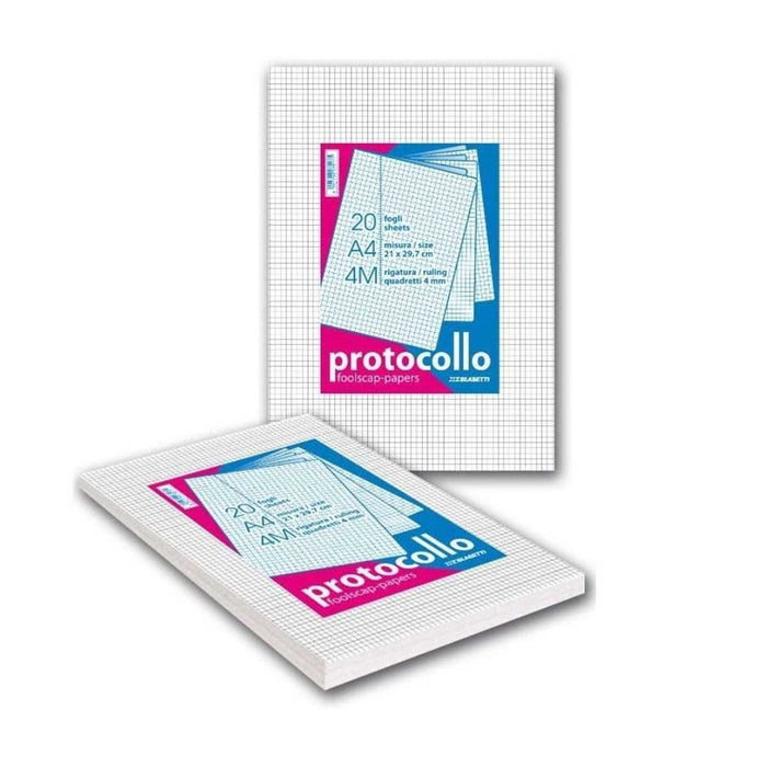 BLASETTI Confezioni Di Fogli Protocollo In Carta 60Gr Quadretti 4 Millimetri Con Maqrgine - 2239