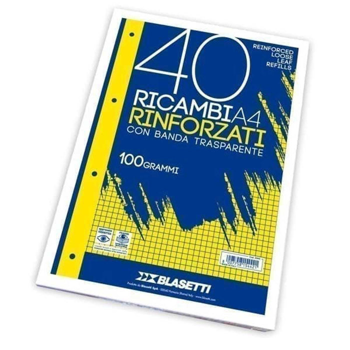 BLASETTI Ricambi Rinforzati A4 In Carta 100Gr Quadretti 1 Centimetro Senza Margine - 5443