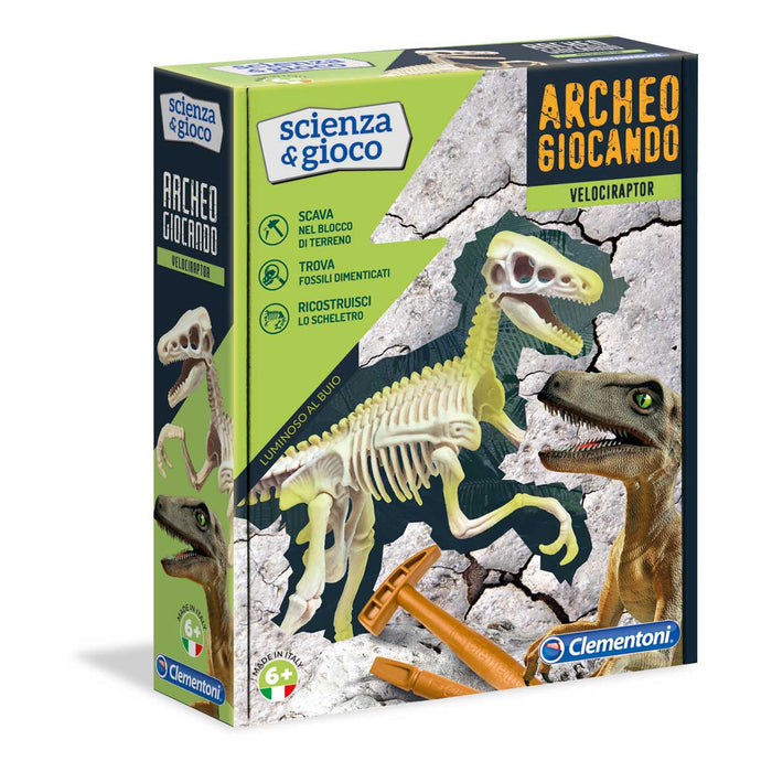 CLEMENTONI Archeogiocando - Velociraptor Luminoso Al Buio - 19144