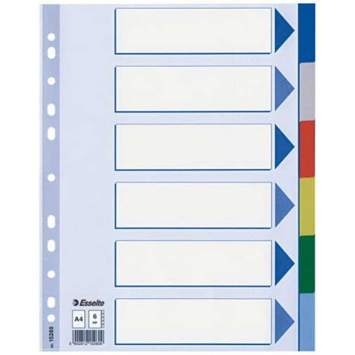 ESSELTE Intercalare Polipropilene A4 Divisori 6 Tasti Colorati - ESS15260