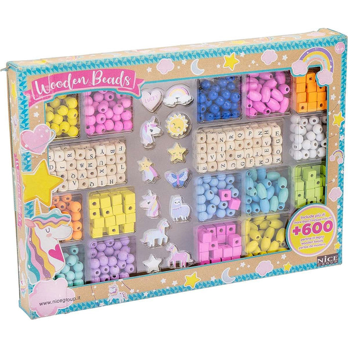 NICE Wooden Bead Big Box 600 Pezzi - Perline In Legno - 87029