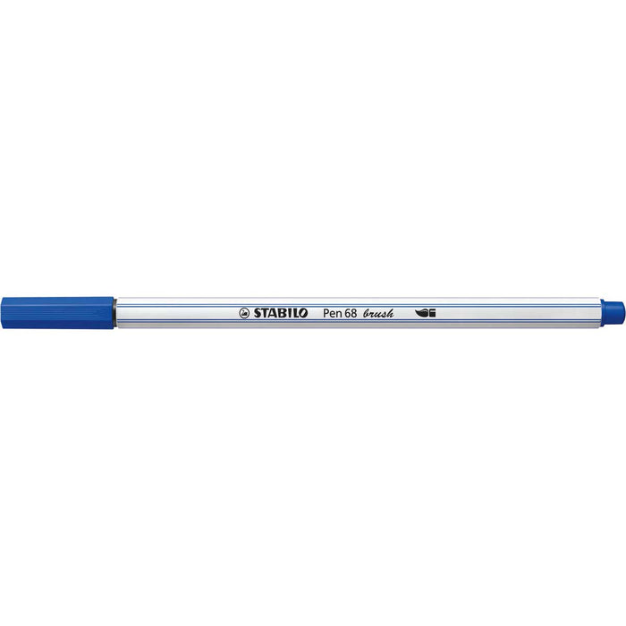 STABILO Pennarello Premium Con Punta A Pennello, Stabilo Pen 68 Brush, Blu Oltremare - 568/32
