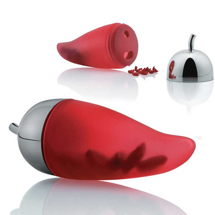 ALESSI Piccantino, Design Biologico E Plurisensorialità Sminuzza Peperoncino In Gomma Siliconica, Rosso E Acciaio Inossidabile 18/10 - JHT02