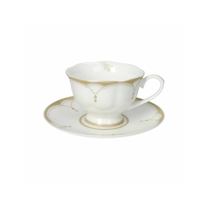 BRANDANI Set 2 Tazze The Golden Eye Con Piattino Nw Bone China