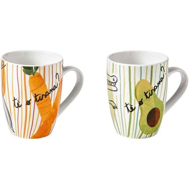 BRANDANI Set 2 Tazze Mug Allegra Combriccola In Porcellana - 52155