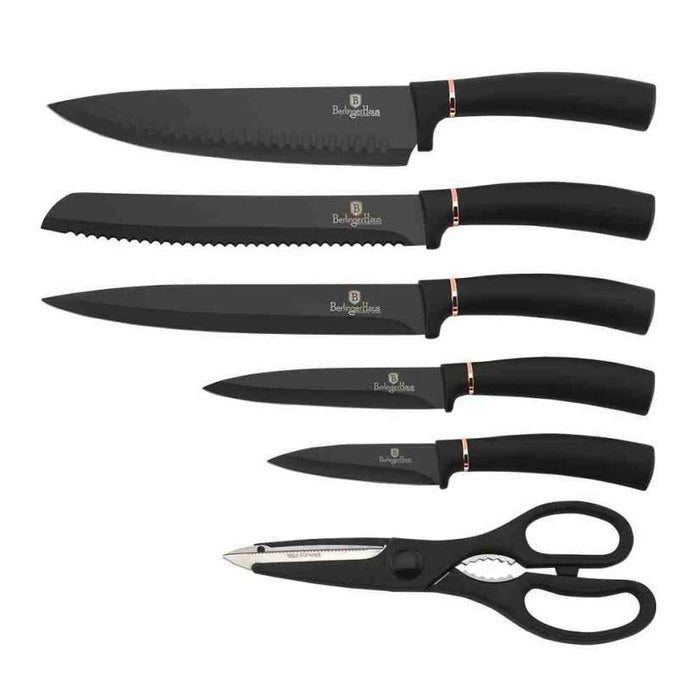 BERLINGER HOUSE Ceppo Set Coltelli 7 Pezzi Maico Black Rose Gold - BH2501N