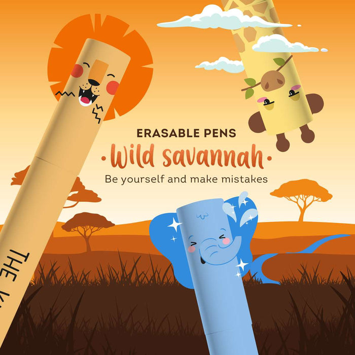 LEGAMI WILD SAVANNAH - Set di 3 penne gel cancellabili - Leone, Elefante e Giraffa - Italia LEGAMI WILD SAVANNAH - Set di 3 penne gel cancellabili - Leone, Elefante e Giraffa - Italia