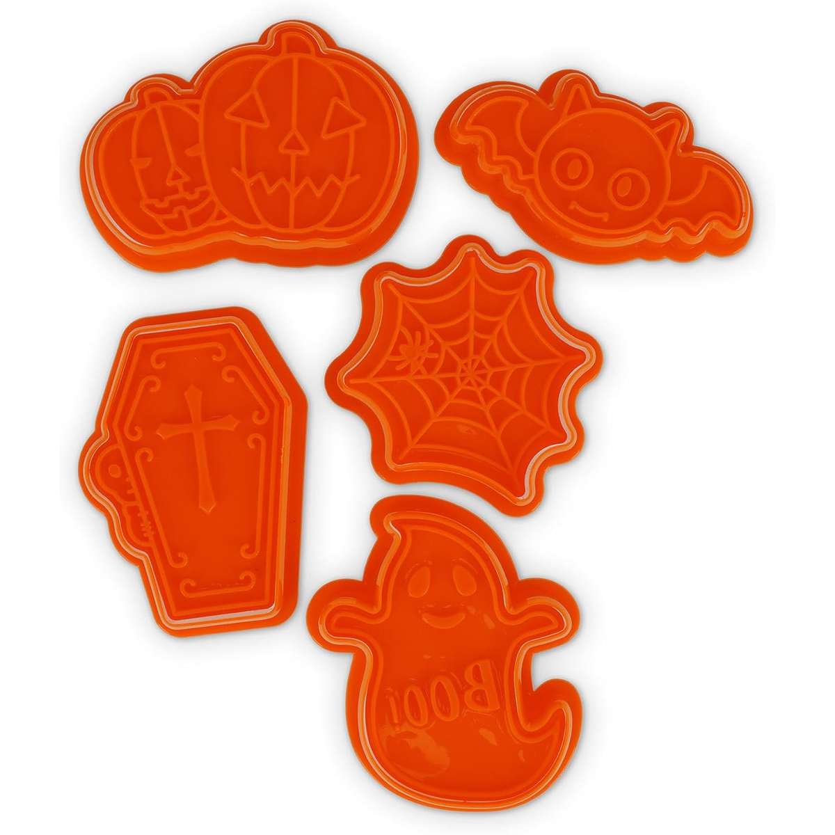 3DREAMS, set di 4 formine per biscotti di Halloween, pistrello, fantasma, mostro, scheletro con 2 ricette, in plastica biologica, made in Germany