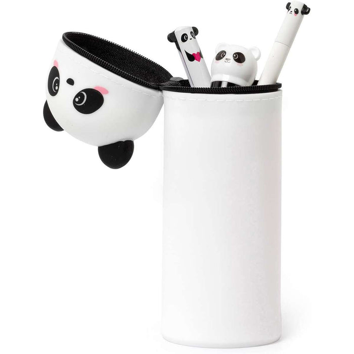 Kawaii Astuccio 2 In 1 In Silicone Morbido A Forma Di Panda, Telescopico E Portapenne Da Tavolo
