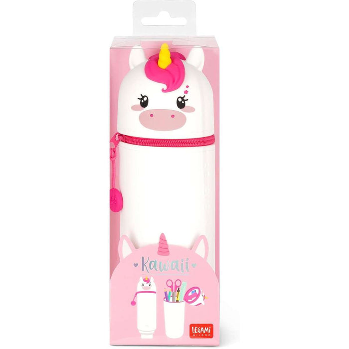 Astuccio 2 In 1 In Silicone Morbido Con Unicorno | 2 Scomparti, Cerniera Robusta, Per Scuola