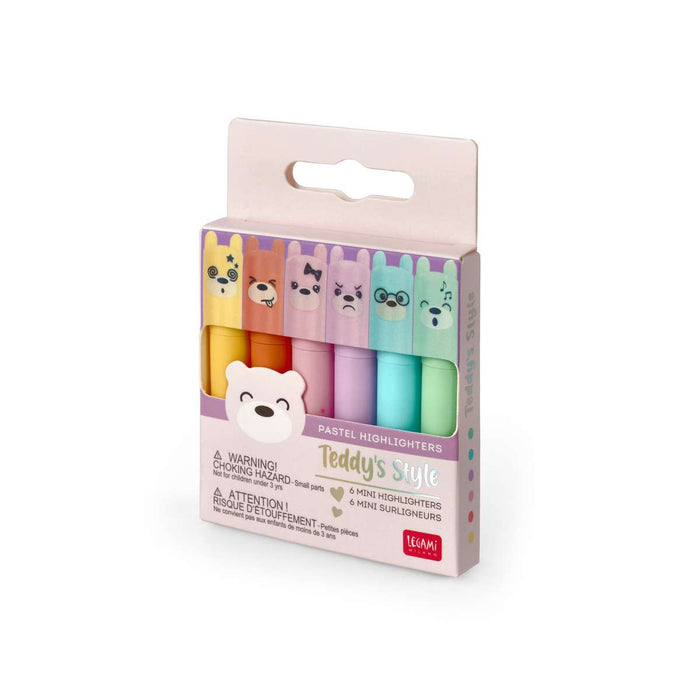 LEGAMI Set Di 6 Mini Evidenziatori Pastello Teddy'S Style - LEGMH0004