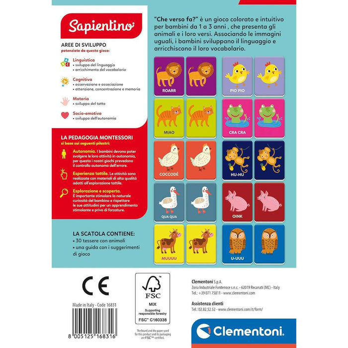 CLEMENTONI Montessori Flashcards Baby Che Verso Fai? - 16831