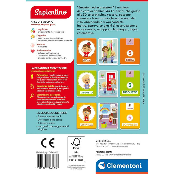 CLEMENTONI Montessori Flashcards Baby Emozioni Ed Espressioni - 16833