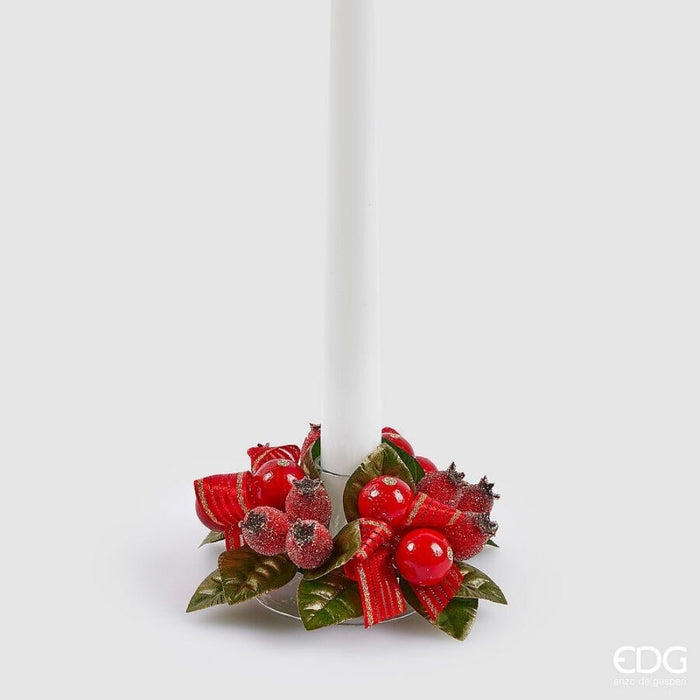 EDG Girocandela Corona Bacche Rosaacanina Con Foglie D 10 Cm
