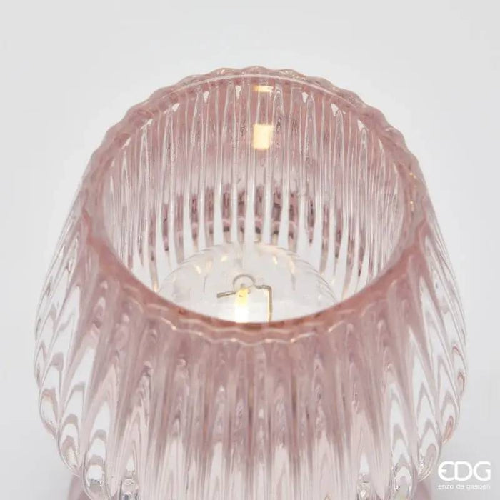 EDG Lampada Da Tavolo Biforma A Righe Led H 13 Cm D 9 Cm Rosa - 7600258A500