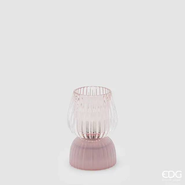 EDG Lampada Da Tavolo Biforma A Righe Led H 13 Cm D 9 Cm Rosa - 7600258A500