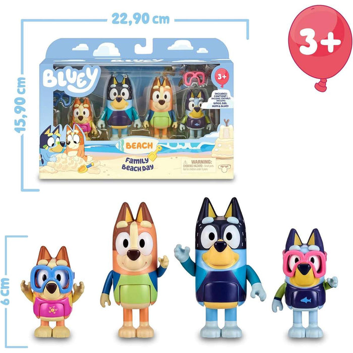 GIOCHI PREZIOSI Bluey Set 4 Personaggi Tema Spiaggia - BLY63110