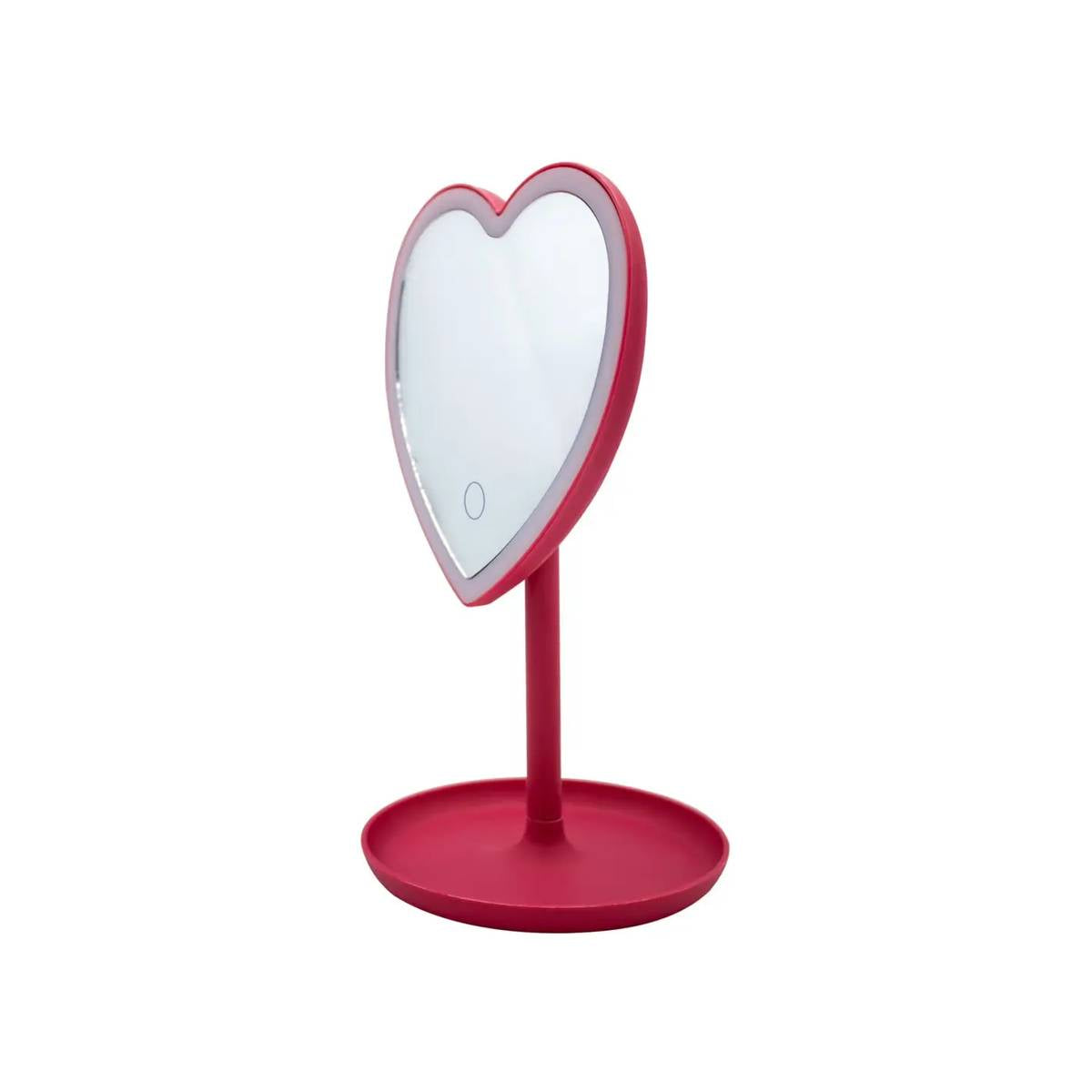 Specchio compatto per borsa, a forma di cuore, portatile, da viaggio, con ingrandimento, mini specchio cosmetico double-face, grazioso specchio per