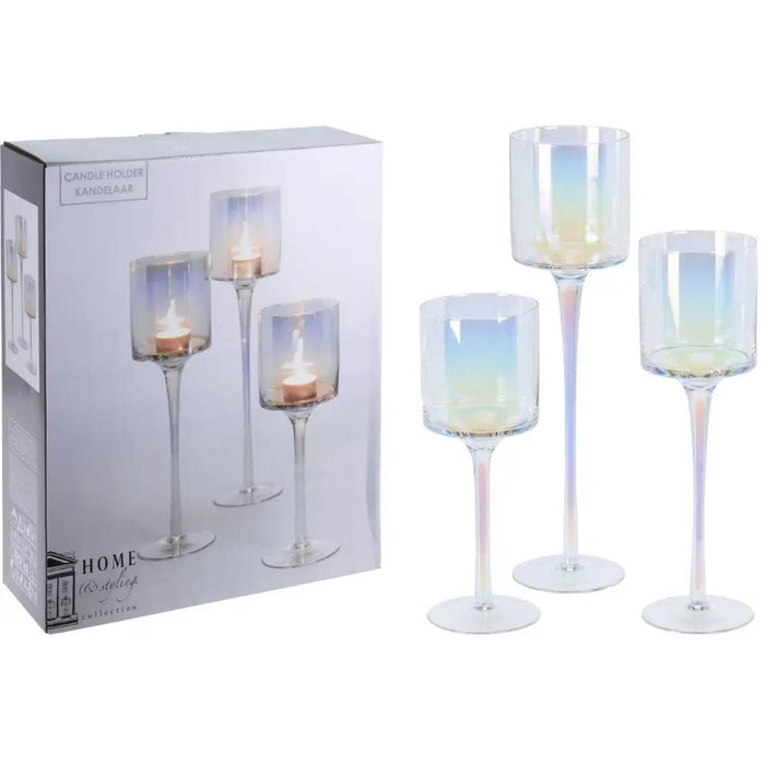 KOOPMAN Set 3 Portacandela Irridescenti - AC7200020