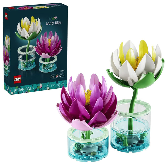 LEGO Ninfee - 11511, Piante Artificiali Con Fiori Finti In 2 Vasi, Decorazione Camera Da Letto, Regalo Bambini 9+