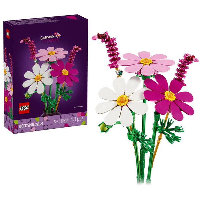LEGO Fiori Di Cosmos - 11514, Bouquet Fiori Finti Con 3 Cosmos Artificiali E 2 Steli Di Penniseto, Regalo Bambini 9+