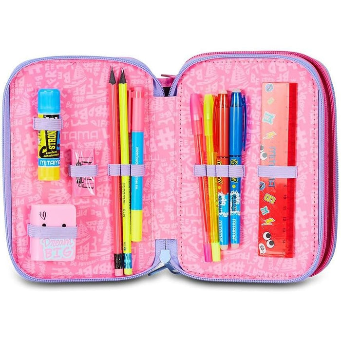 Mitama Astuccio Scuola 3 Scomparti - Triplo Mysterious Warriors Con 47 Pezzi