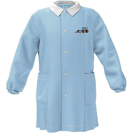 SIGGI Grembiule Asilo Bambino Siggi Quadri Bianco/Azzurro - 5 Anni - 110Cm - 33GR4046-5A