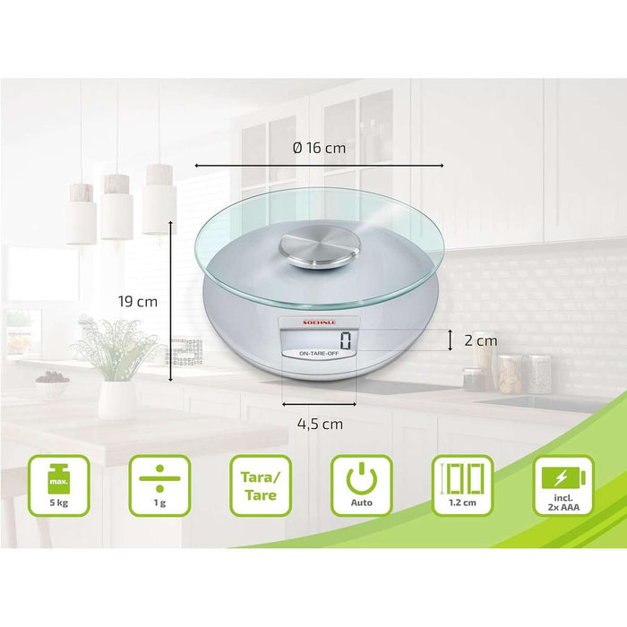SOEHNLE Bilancia Da Cucina Pesa Alimenti Digitale Roma Silver 5 Kg - 65856