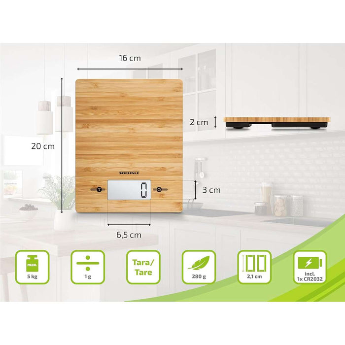 SOEHNLE Bilancia Pesa Alimenti Digitale Bamboo 5 Kg - 66308