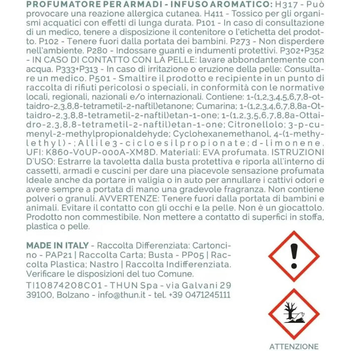 THUN Set Tag Profumatoru Per Armadi, Infuso Aromatico