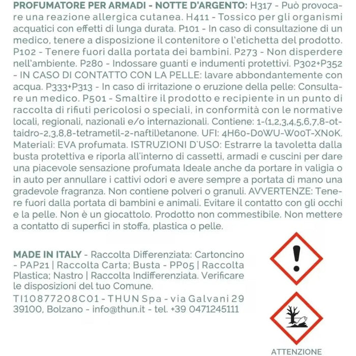 THUN Set Tag Profumatoru Per Armadi, Notte D'Argento