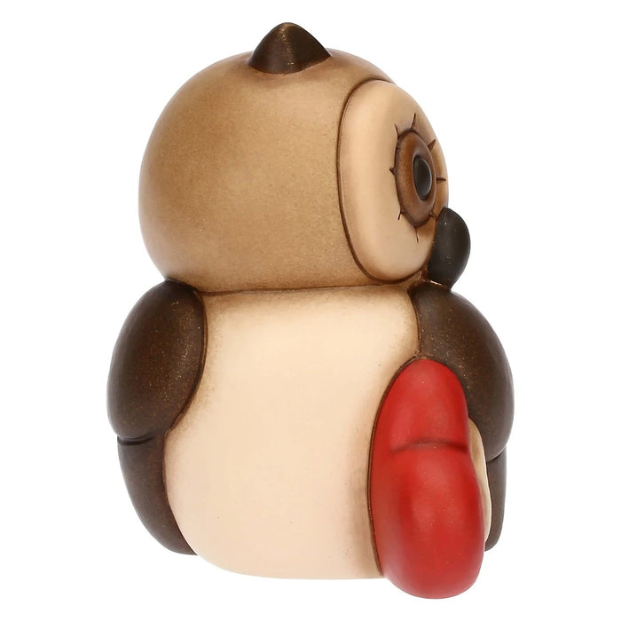 THUN Gufo Lucky Con Cuore In Ceramica Medio