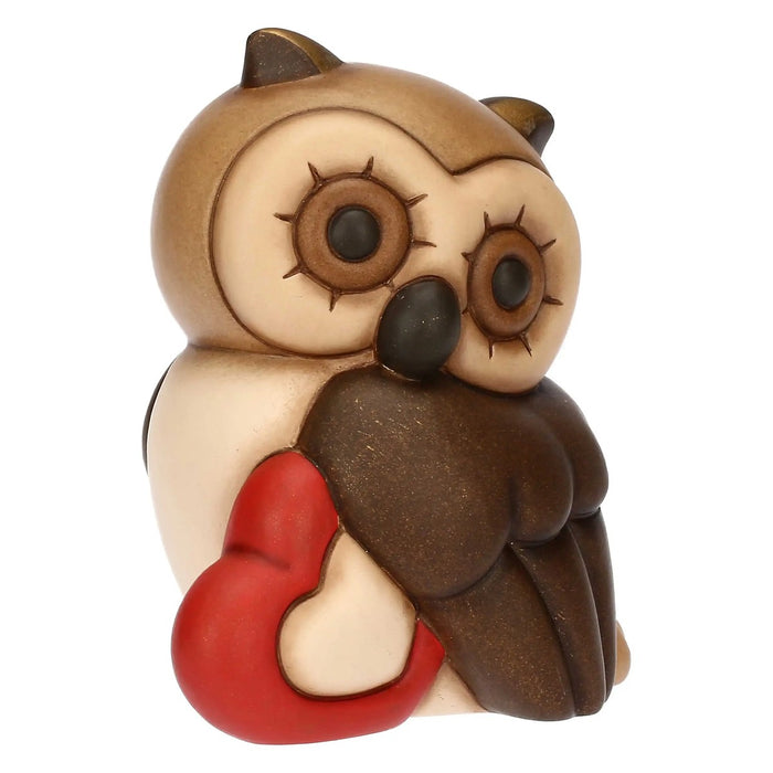 THUN Gufo Lucky Con Cuore In Ceramica Medio