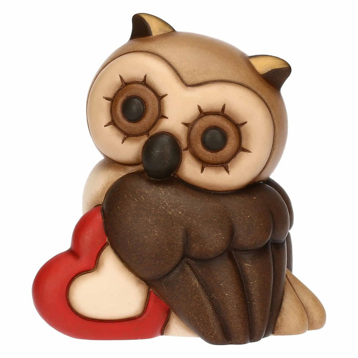 THUN Gufo Lucky Con Cuore In Ceramica Medio