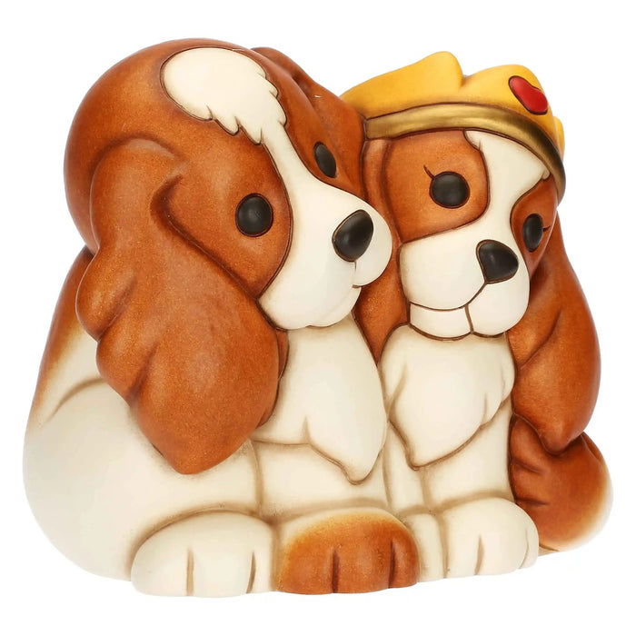 THUN Coppia Cani Cavalier King In Ceramica