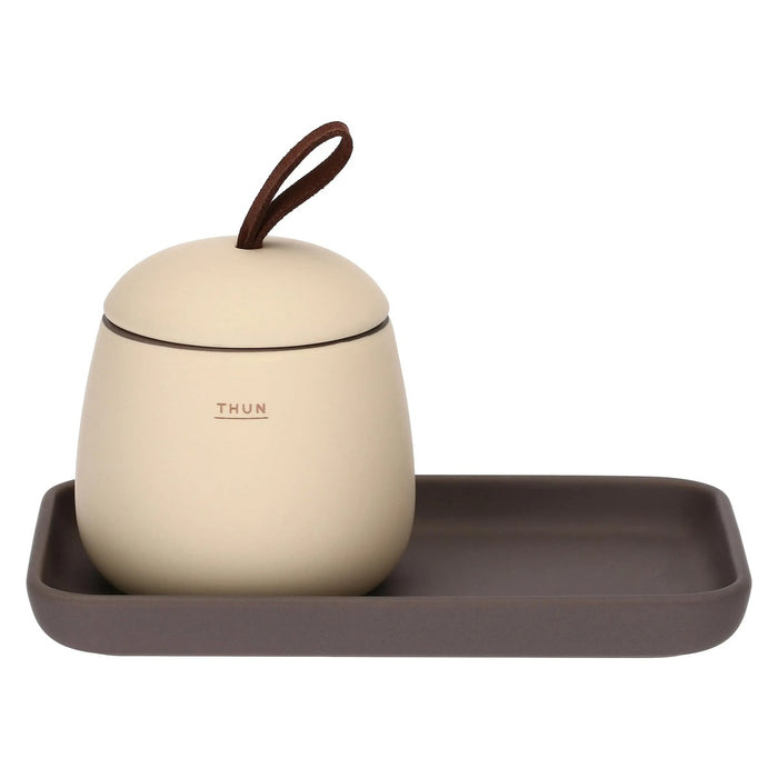 THUN Porta Dischetti Con Vassoietto In Stoneware Iconic Elegance