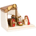 THUN Set Capanna Con Sacra Famiglia, Bue, Asinello In Ceramica Colore Rosso