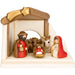 THUN Set Capanna Con Sacra Famiglia, Bue, Asinello In Ceramica Colore Rosso
