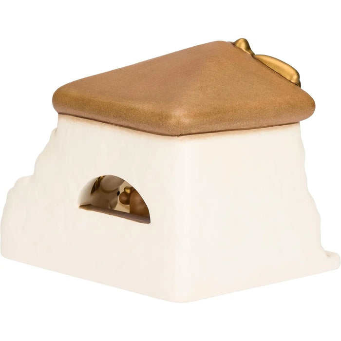 THUN Set Capanna Con Sacra Famiglia, Bue, Asinello In Ceramica Colore Bianco