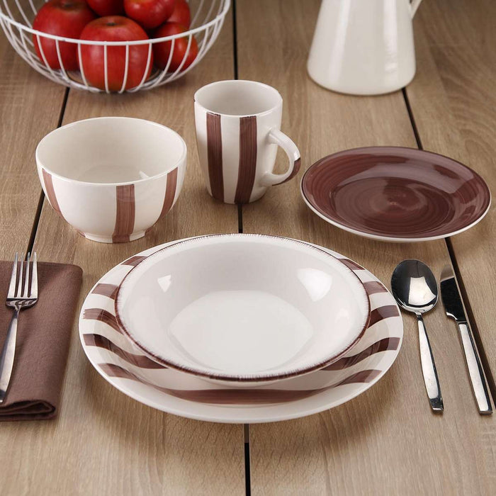 VERSA Set Piatti 18 Pezzi Ligia Marrone - 22450069