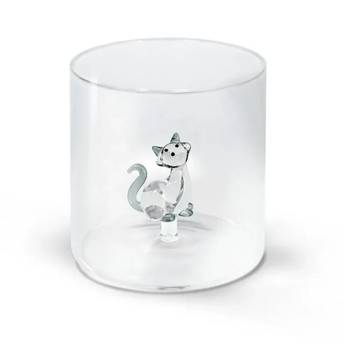 WD LIFESTYLE Bicchiere In Vetro 250 Ml Decoro Gatto Con Gomitolo Monterey Line