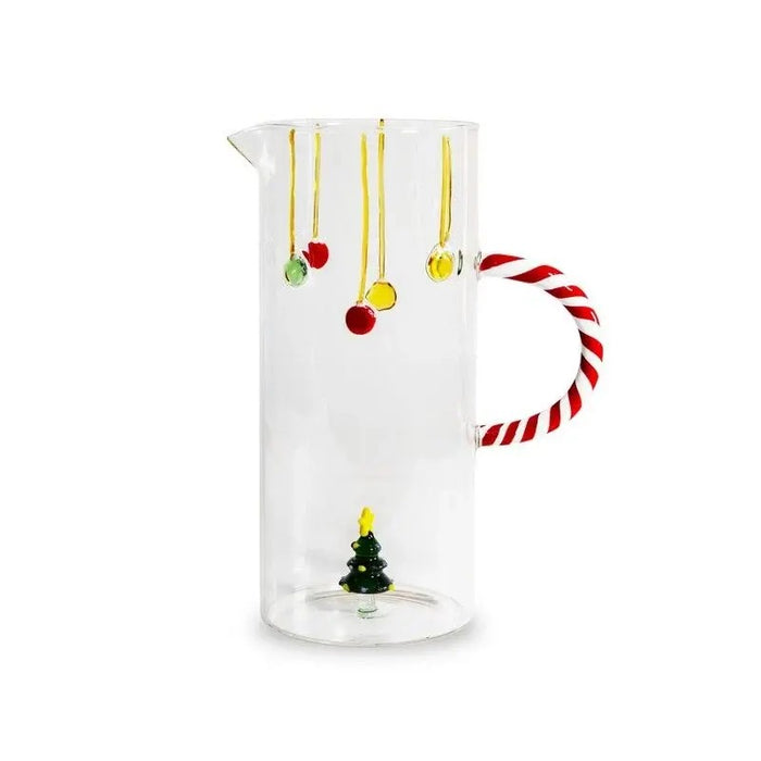 WD LIFESTYLE Caraffa In Vetro 1,3 L. Decoro Albero Di Natale.