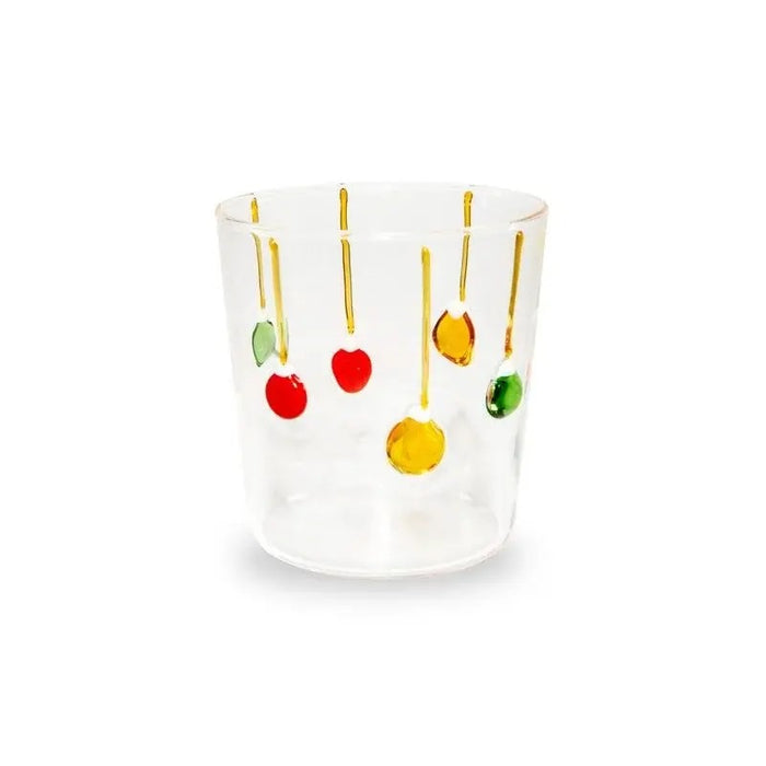WD LIFESTYLE Bicchiere In Vetro Con Decoro Palline Di Natale 250 Ml