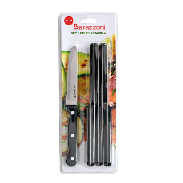 BARAZZONI Set 6 Coltelli Tavola Nero Blister - 802171055