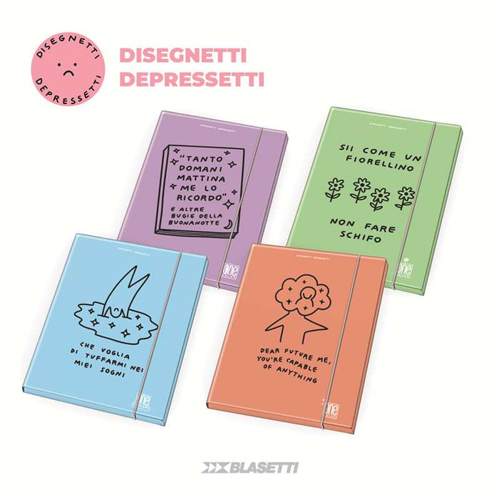 BLASETTI Cartelletta 3 Lembi Con Elastico Disegnetti Depressetti - Mod —  Mornati Paglia